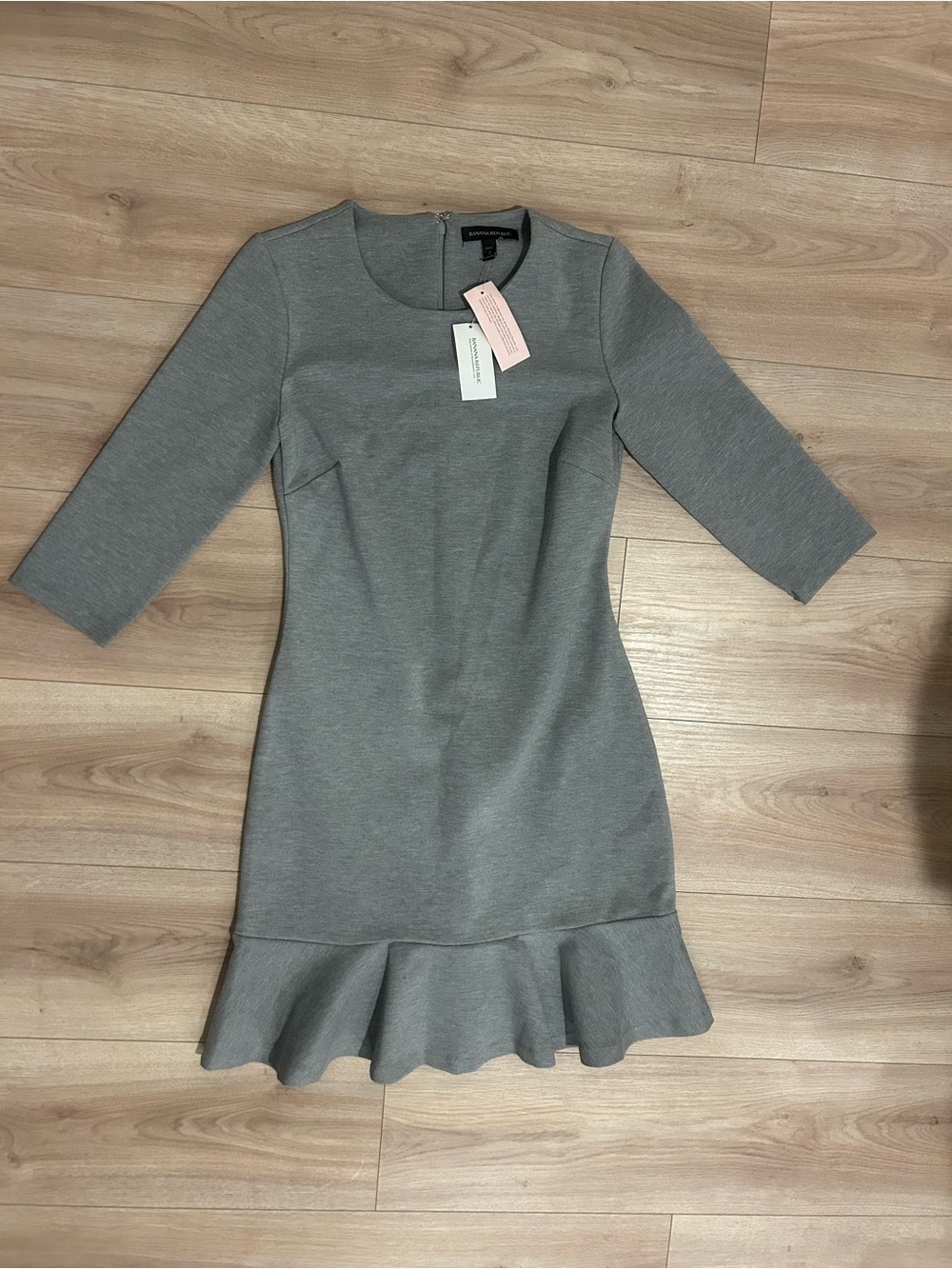 NWT Banana Republic Gray Peplum Hem Fit-and-Flare Mini Dress